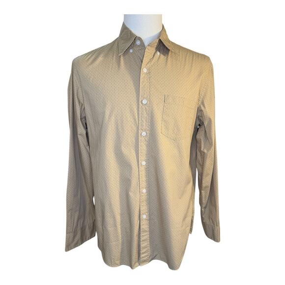 J. Crew Men's Slim Fit Flex Beige Polka Dot Long Sleeve Shirt Size Large - Picture 1 of 7